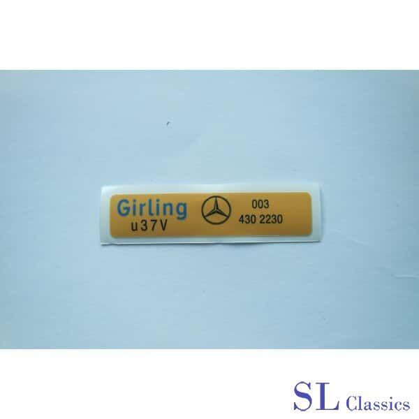Stikker Girling Mercedes SL - SLC, R107 - W107 - C107, -, Nieuw, Ophalen of Verzenden, -