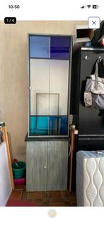 Grote hoge kadt afgewerkt met loodglas, Huis en Inrichting, Kasten | Vitrinekasten, Ophalen, Gebruikt, 200 cm of meer, 50 tot 100 cm