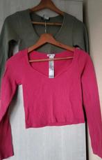 Croptop côtelé 2 pièces rose et kaki Zara taille 38, Taille 38/40 (M), Enlèvement ou Envoi, Rose, Zara