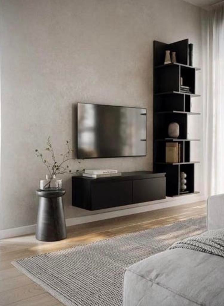 Meuble TV 2 portes - suspendu - 100 cm - noir - BEMMI, Enlèvement ou Envoi, Neuf, Moins de 150 cm