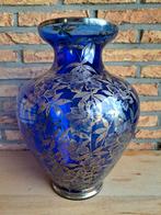 Ancien vase verre de Murano et email d'argent, Ophalen