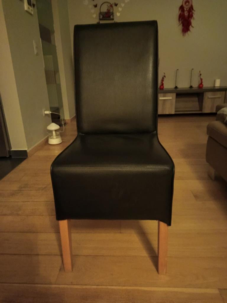 4 lederen stoelen zwart, Ophalen, Zwart