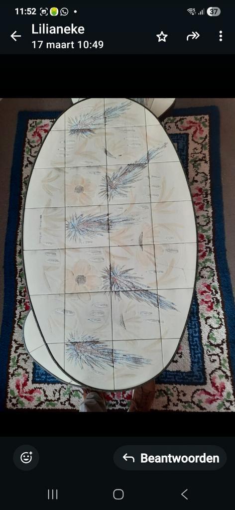 Unieke handbewerkte tafel, Huis en Inrichting, Tafels | Salontafels, Gebruikt, 50 tot 100 cm, 150 tot 200 cm, Ovaal, Metaal, Overige materialen