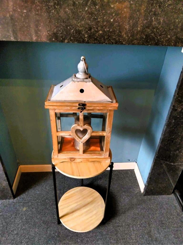 Decoratieve houten lantaarn – landelijke stijl., Huis en Inrichting, Ophalen of Verzenden, Kaars