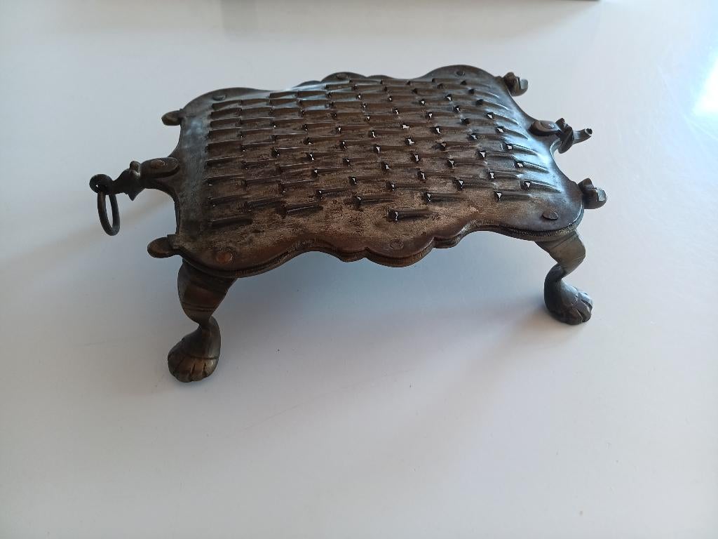 Vintage messing schildpad rasp, gesigneerd., Ophalen of Verzenden