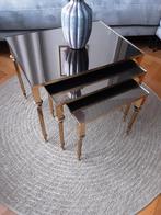 Vintage salontafels 3 delig fume spiegelglas  !, Huis en Inrichting, Ophalen, Gebruikt, Rechthoekig, Glas