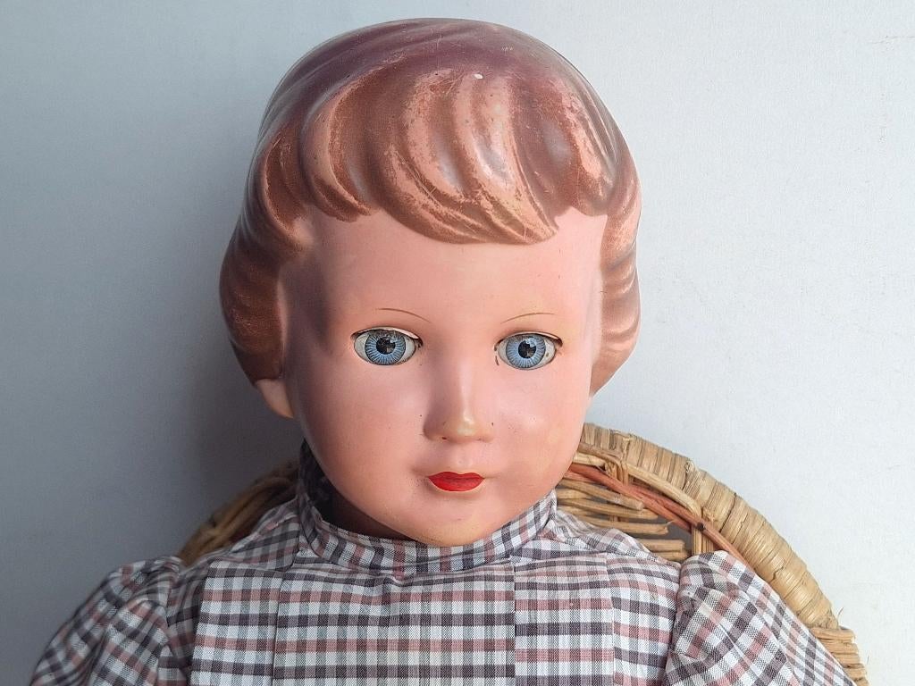 Poupée Ancienne Schildkröt Celluloïd 45 Cm - Années 1950 - Tête Buste