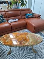 Vintage ovale salontafel met onyx topblad- jaren '60, Ophalen