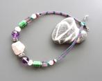 Collier ethnique neuf quartz rose, améthystes et turquoises, Neuf, Pierre ou Minéral, Enlèvement ou Envoi, Rose