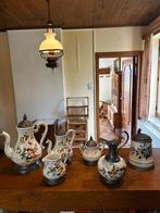 Vintage set van keramische bloemen en tin (Duitsland), Antiek en Kunst, Curiosa en Brocante, Ophalen