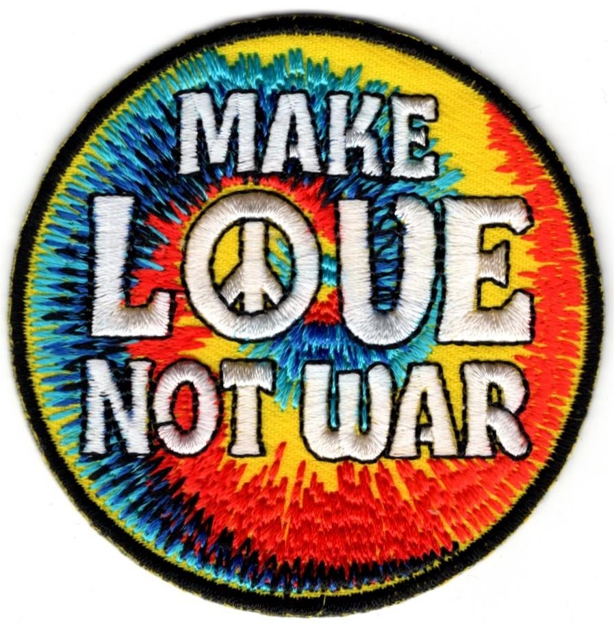 Make Love not War stoffen opstrijk patch embleem #2, Collections, Vêtements & Patrons, Envoi, Neuf, Autres types