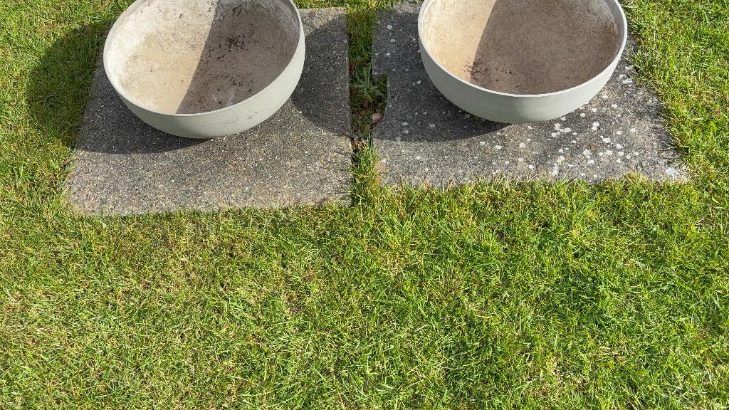 Set van 2 keramieken schalen / plantenpotten, Tuin en Terras, Bloempotten, Gebruikt, Binnen, Tuin, Ophalen