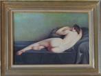 GASTON AUBERT / RUGGELINGS NAAKT / OLIEVERF / 54x70cm KADER, Antiek en Kunst, Kunst | Schilderijen | Klassiek, Ophalen of Verzenden
