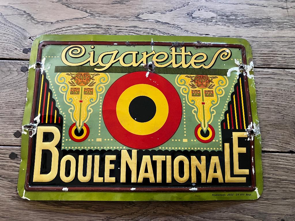 Cigarettes BOULE NATIONALE +/- année 1920, Enlèvement ou Envoi, Utilisé, Panneau publicitaire