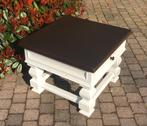 landelijke shabby salontafeltje - bijzettafeltje wit - hout, Gebruikt, Vierkant, 55 tot 75 cm, Hout