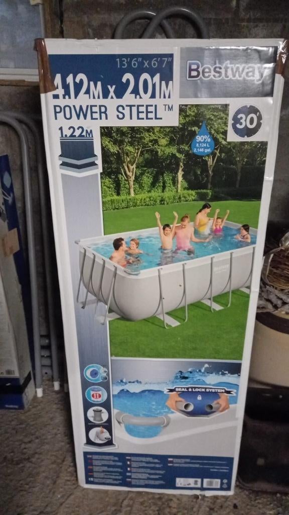 Zwembad Bestway 4.12m X 2.01m + pomp + toebehoren, Tuin en Terras, Ophalen, Zo goed als nieuw