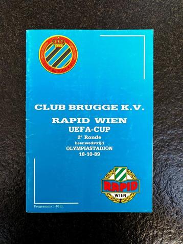 Programmaboekje Club Brugge - Rapid Wien (UEFA Cup 1989)