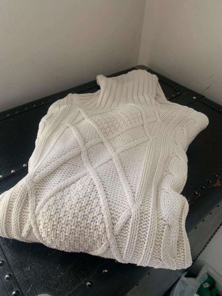 Tom Tailor crèmekleurige gebreide trui met rolkraag, maat L, Huis en Inrichting, Woonaccessoires | Plaids en Woondekens, Gebruikt