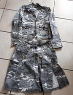 Coolcat - set rok + vest/jasje - grijze camouflageprint -M, Kleding | Dames, Grijs, Knielengte, Maat 38/40 (M), Zo goed als nieuw