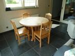 ronde tafel verlengbaar met 4 stoelen, Huis en Inrichting, Tafels | Eettafels, Ophalen, Gebruikt, 100 tot 150 cm, Rond