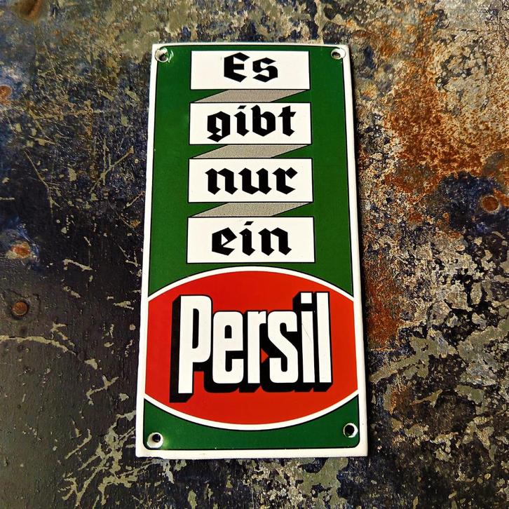 Emaille Schild PERSIL 80s Reclamebord Zeep Wasmiddel Vintage, Verzamelen, Merken en Reclamevoorwerpen, Gebruikt, Reclamebord, Verzenden
