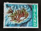 Ijsland 1972 - Ijsland en de continentale plaat - landkaart, Ophalen of Verzenden, IJsland, Gestempeld