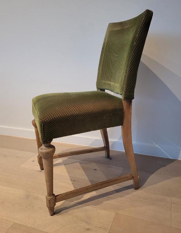 Vintage stoelen, Huis en Inrichting, Stoelen, Gebruikt, Vijf, Zes of meer stoelen, Hout, Stof, Overige kleuren, Ophalen