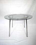 IKEA SALMI vintage eettafel van glas en verchroomd metaal, Ophalen, Gebruikt, Rond, Glas