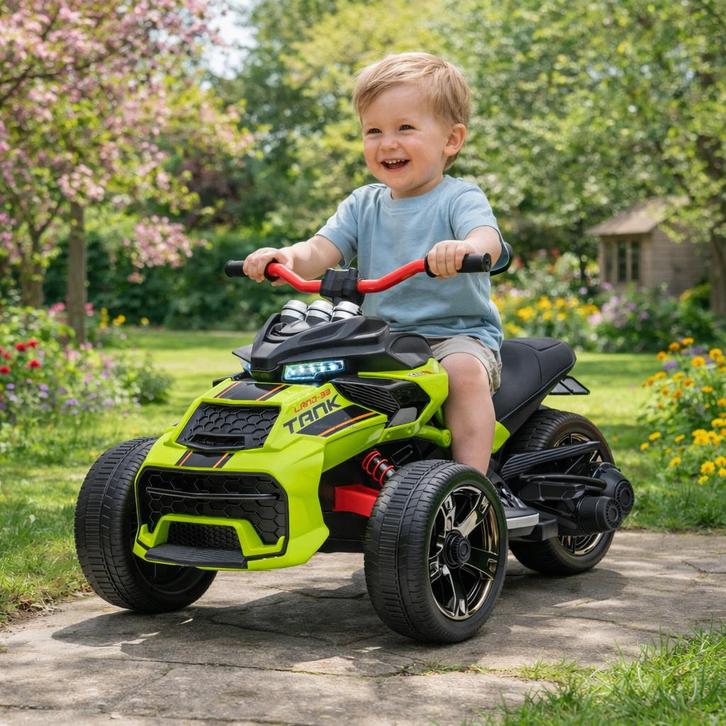 Elektrische KinderTrike 12V – E-Tank | Groen, Kinderen en Baby's, Speelgoed | Buiten | Accuvoertuigen, Nieuw, Ophalen of Verzenden