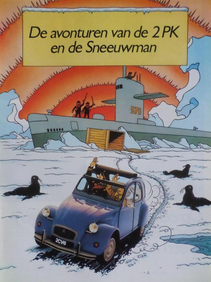 Citroën 2CV 2 PK Kuifje Tintin Avonturen Sneeuwman Brochure, Boeken, Auto's | Folders en Tijdschriften, Citroën, Ophalen of Verzenden