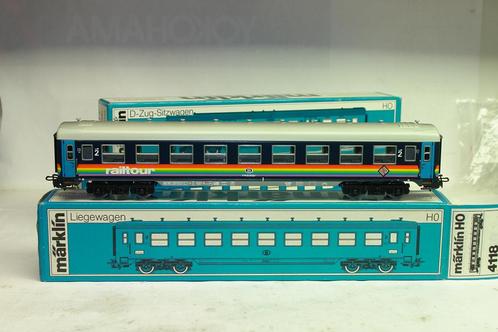 MARKLIN 4116 + 4118 SNCB NMBS RAILTOUR TIN PLATE HO, Hobby en Vrije tijd, Modeltreinen | H0, Zo goed als nieuw, Wagon, Wisselstroom