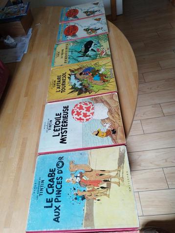 Ensemble de 6 anciens albums de Tintin ( Hergé)