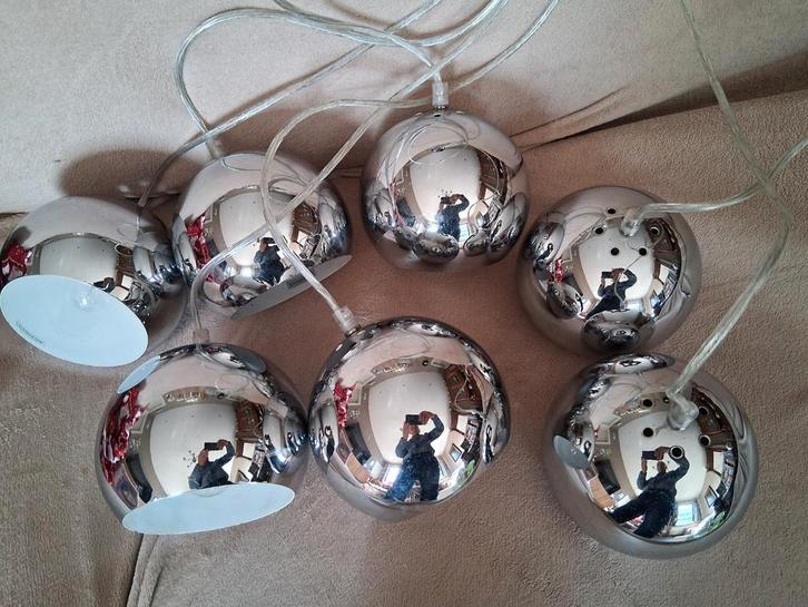 Space age retro hanglamp 7 bollen chroom, Huis en Inrichting, Lampen | Hanglampen, Gebruikt, Ophalen