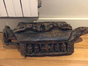 Afrikaans klein houten opbergkist, Huis en Inrichting, Woonaccessoires | Kisten, Ophalen, Minder dan 50 cm, Gebruikt, Minder dan 50 cm