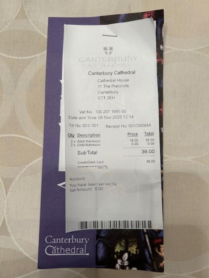 Tickets Canterbury Cathedral, Tickets en Kaartjes, Theater | Overige, Drie personen of meer, November