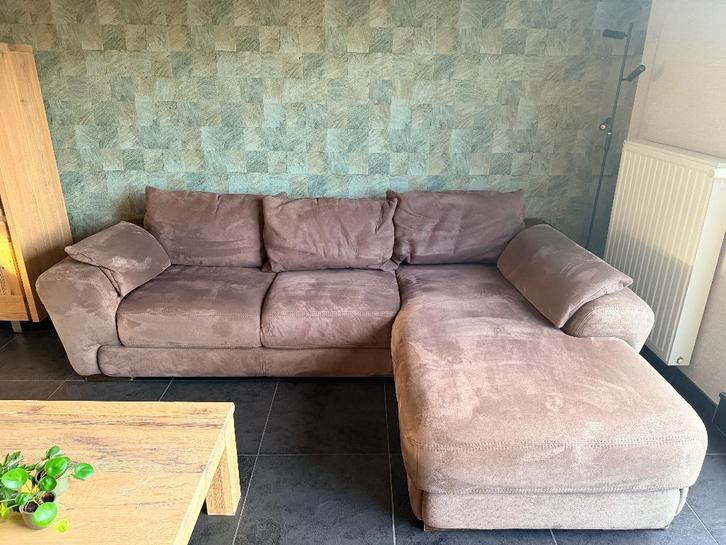 Bruine hoekzetel, Maison & Meubles, Canapés | Coins salons complets, Utilisé, Tissus, Enlèvement