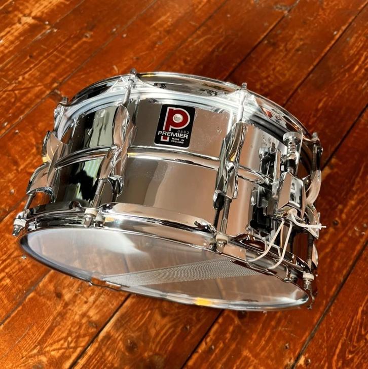 PREMIER 36 - 14“ x 6,5” snaredrum • Chroom op aluminium, Muziek en Instrumenten, Drumstellen en Slagwerk, Gebruikt, Premier, Ophalen of Verzenden