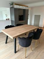 Table et 4 chaises, Maison & Meubles, Enlèvement, Comme neuf, Noir et bois / Noir et or, 4 à 6 chaises