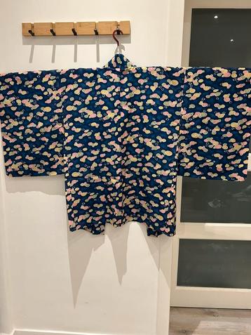 Haori vintage japanse jas — marineblauw met bloemenpatronen beschikbaar voor biedingen
