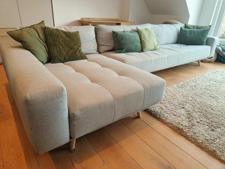 Grote grijs-blauwe hoekzetel te koop – comfortabel en ruim!, Huis en Inrichting, Zetels | Complete zithoeken, Gebruikt, Metaal