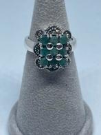 Prachtige zilveren ring met smaragd maat 14,5, Bijoux, Sacs & Beauté, Bagues, Vert, Avec pierre précieuse, Argent, Femme