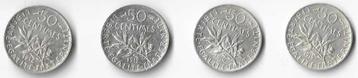 50 centimes France 1915-1916-1917-1918, Envoi, France, Série, Argent
