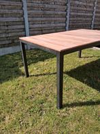 Tuintafel aluminium frame met massief houten blad., Tuin en Terras, Ophalen, Zo goed als nieuw, Rechthoekig, Aluminium