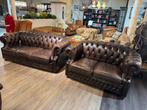 originele chesterfield Salon 3+2 zits bruin Winchester, Antiek en Kunst, Ophalen of Verzenden