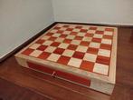 Schaakbord in massief eik en padouck, Hobby en Vrije tijd, Ophalen, Minder dan 500 stukjes, Nieuw, Schaken