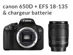 Appareil photo Canon 650D + objectif EFS 18-135, Spiegelreflex, 18 Megapixel, Canon, Gebruikt