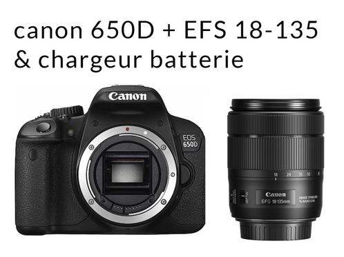 Appareil photo Canon 650D + objectif EFS 18-135, TV, Hi-fi & Vidéo, Appareils photo numériques, Utilisé, Reflex miroir, Canon