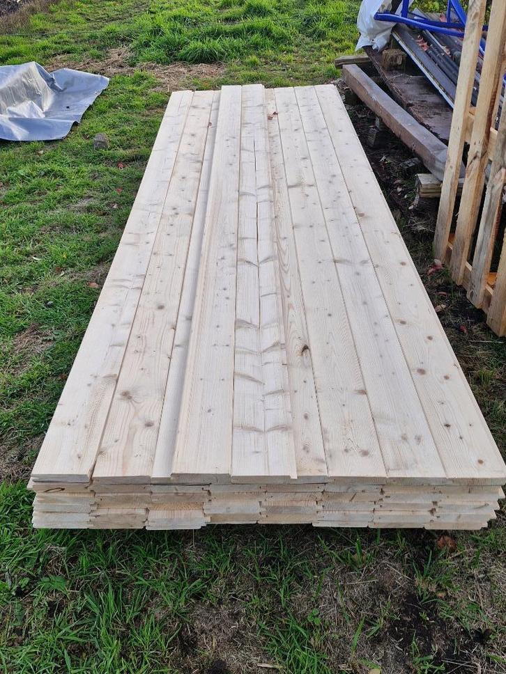 planken tand en groef 28mm, Doe-het-zelf en Bouw, Hout en Planken, Nieuw, Plank, Overige houtsoorten, 300 cm of meer, 25 tot 50 mm