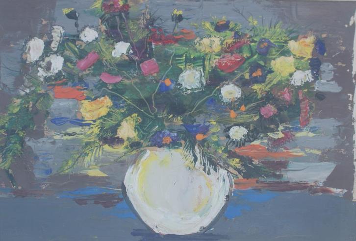 Jack Godderis (1916-1971): Bloemenstilleven (58 x 48 cm), Antiek en Kunst, Kunst | Schilderijen | Klassiek, Ophalen of Verzenden