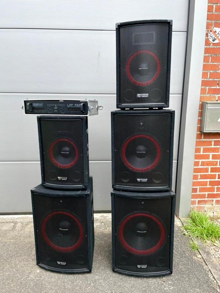 JB SYSTEMS TSX SET - 15 - 12 - 10 + versterkers, Audio, Tv en Foto, Luidsprekerboxen, Zo goed als nieuw, Front, Rear of Stereo speakers